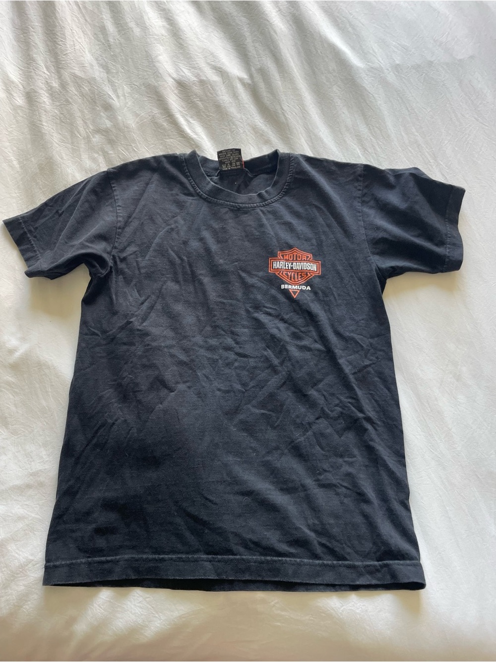 Harley-Davidson Black Tee with Orange & White Tag Detail